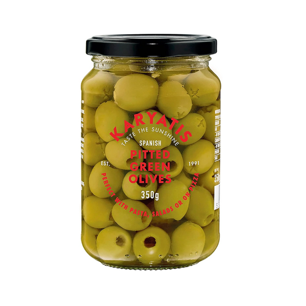 Karyatis Spanish Green Pitted Manzanilla Olives (350g)
