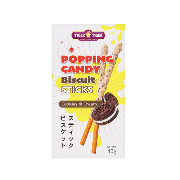 Tiger Tiger Popping Candy Biscuit Sticks Cookies and Cream 40g