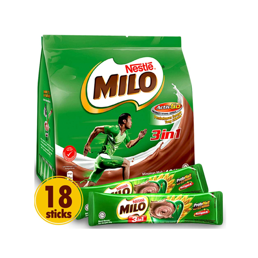 Nestle Milo 3 in 1 Chocolate Fuze (18 Sachets x 27g)